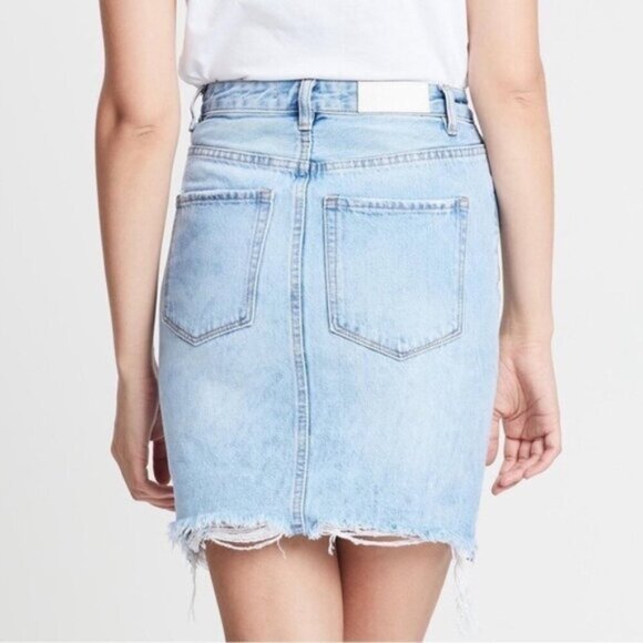 URBAN OUTFITTERS Neon Blonde Denim Jean Mini Skirt Distressed High Waist Sz 25 - Picture 16 of 16
